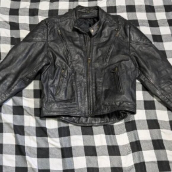 Vintage Black Leather Riding Jacket - Picture 1 of 10